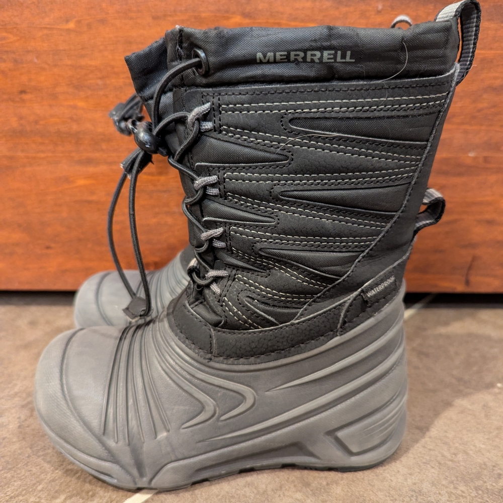 Merrell Black and Gray Winter Boots Little Kid 11
